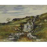 Brian Irving (1931-2013) "Sheep by a waterfall on the slopes of Buckden Pike, north of Kettlewell in