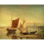 Attributed to Cornelis Christiaan Dommerson (1842-1928) Dutch ''Enkuizen on Zuider Zee'' Inscribed