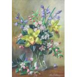 Albert Williams (1874-1955) Still life of assorted flowers in a glass vase Signed, oil on canvas,