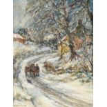 Rowland Henry Hill (1873-1952) “Winter in Ellerby” Signed and dated 1942, pencil and watercolour