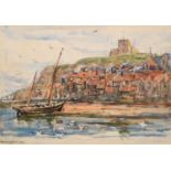 Rowland Henry Hill (1873-1952) A view of Whitby Castle Signed and dated 1932, pencil and watercolour