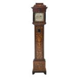 A Marquetry Eight Day Longcase Clock, late 17th Century and later, caddy pediment, case with