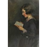 Attributed to Rose Margaret McLean Pitman (1868-1947) Portrait of a young girl, half length, reading