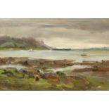 Angus Rands (1922-1985) "Holy Isle from ... Arran" Signed, inscribed verso, oil on canvas board,