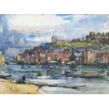 Rowland Henry Hill (1873-1952) Whitby Castle and Abbey from the Pool Signed and dated 1929, pencil