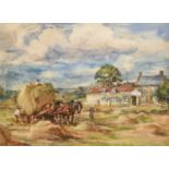 Rowland Henry Hill (1873-1952) Loading the hay cart Signed and indistinctly dated, pencil and