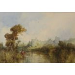 Frank Wasley (1848-1934) Boating before Hampton Court? Palace Signed, watercolour heightened with