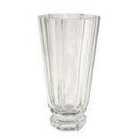 An Orrefors Clear Glass Vase, by Nils Lundberg, of hexagonal form, engraved with a nude and a