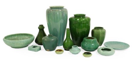 A Pilkington's Royal Lancastrian Vase, green/yellow/blue glaze, impressed factory marks and 2089,