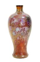 A Pilkington's Royal Lancastrian Vase, decorated by William S Mycock, painted with ivy, in golden