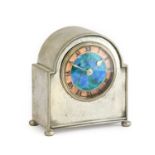 A Liberty & Co. Tudric Pewter Clock, Model No.01346, 3-1/2" dial, Roman numeral copper coloured