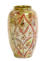 A Pilkington's Royal Lancastrian Jar, decorated by William S Mycock, with repeating floral patterns,