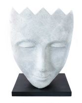 Jilly Sutton RSS (Contemporary) "Harle Queen" Signed verso, limed wood on a marble base, 55cm high