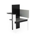 Rietveld Originals Berlin Chair, designed by Gerrit Thomas Rietveld, grey, white and black lacquer