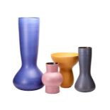 Rina Menardi Vase, blue glazed, labelled, 77.5cm high Two Other Vases, various sizes (3) Now three