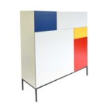 Pastoe: Vision Cabinet De Stijl, blue, yellow, red and white lacquer, on four black legs, labelled