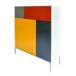 Pastoe Vision Cabinet De Stijl, black, red, yellow, grey and blue lacquer, on four white legs,