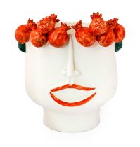 Patrizia Italiano Stefanina Pomegranate Picker Head Vase, Domitilla Lemon Picker Head Vase and White