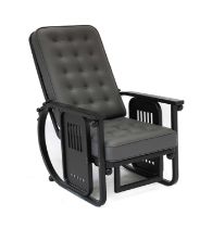 Wittmann Sitzmaschine Recliner Armchair, designed by Josef Hoffmann, black frame with extendable