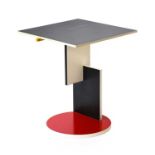 Cassina: Schroeder Table, designed by Gerrit Thomas Rietveld, lacquered in red, black, white, yellow