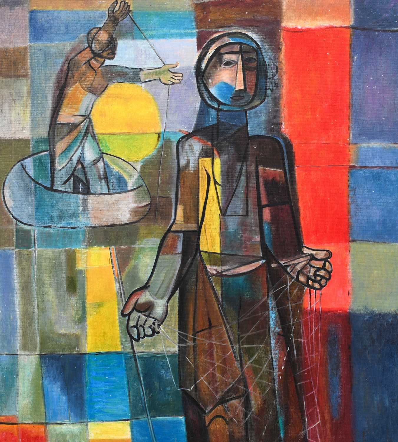 African School (Contemporary) Fisherman Acrylic on canvas, 86cm by 78cm