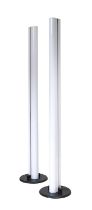 Artemide: Two Megaron Floor Lamps, designed by Gianfranco Frattini, white lacquer aluminum with