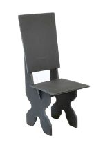 R R Stone Ltd (Kendal): A Black Slate Garden Chair, shaped rectangular back and square seat, on