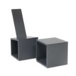 Erik de Graaff (Lagos, Nigeria 1950-) Boxchair and Table, grey lacquer, chair with adjustable