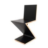 Cassina: 280 Zig Zac Chair, designed by Gerrit Thomas Rietveld, in black stained ashwood, with