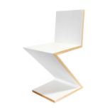 Cassina: 280 Zig Zac Chair, designed by Gerrit Thomas Rietveld, in white stained ashwood, with