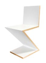 Cassina: 280 Zig Zac Chair, designed by Gerrit Thomas Rietveld, in white stained ashwood, with