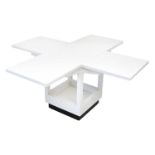 Tecta: K10 Table, designed by Erich Brendel, with four flaps, inside shelf, white ash veneered,