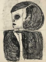 Pat Douthwaite (1934-2002) Scottish Portrait of a woman in profile Charcoal, 75cm by 56cm