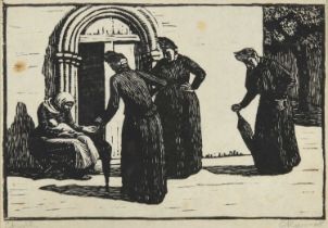 Gwen Raverat (1885-1957) "Charity" Signed and inscribed, woodblock print, 12.5cm by 17.5cm