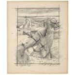 Prunella Clough (1919-1999) Study for "Closed Beach" Pencil on card, 13.5cm by 11.5cm Provenance: