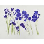 Dame Elizabeth Violet Blackadder DBE, RA, RSA (1931-2021) Scottish "Irises" Signed, inscribed and