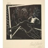 Paul Nash (1889-1946) "Pony the Footballer" Signed and dated 1921, numbered V/9, woodcut, 10.5cm
