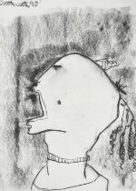 Pat Douthwaite (1934-2002) Scottish Anguished head study in profile Signed and dated (19)90,