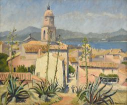 Karl Hagedorn (1889-1969) German/British St Tropez church Signed, oil on canvas, 50cm by 60cm