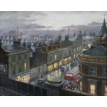 Steven Scholes (b.1952) "Whitechapel, London, 1958" Signed, inscribed verso, oil on canvas, 39cm