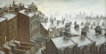 Steven Scholes (b.1952) "Liverpool from Mount Pleasant 1962" Signed, inscribed verso, oil on canvas,