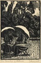 Gwen Raverat (1885-1957) "The Beauties of Nature" Signed and inscribed, woodblock print, 14cm by