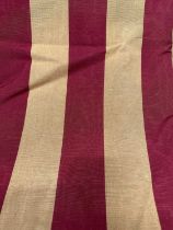 A Pair of Gold and Red Striped Lined Curtains, with matching pelmet 350cm by 196cm A Matching