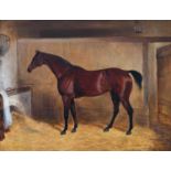 Attributed to William Webb (1780-1846) Portrait of a bay horse in a stable Signed and dated 1845,