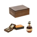 A Guy Janot Burrwood Humidor, modern, of rectangular form, with parquetry band 30cm wide A Marquetry
