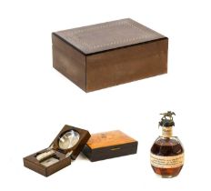 A Guy Janot Burrwood Humidor, modern, of rectangular form, with parquetry band 30cm wide A Marquetry