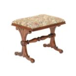 A Victorian Mahogany Dressing Stool, 3rd quarter 19th century, with later floral overstuffed seat