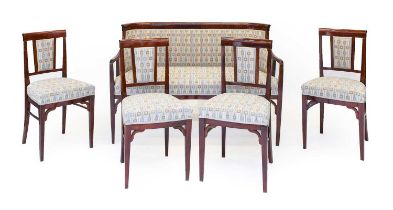 A Late 19th/Early 20th Century North European Mahogany-Framed Five Piece Drawing Room Suite,