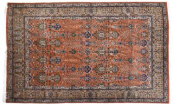 Good Tabriz Carpet North West Iran, circa 1970 The terracotta field with columns of urns issuing