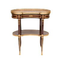 A Late 19th Century French Mahogany and Gilt Metal-Mounted Kidney-Shape Table En Chiffonier, with